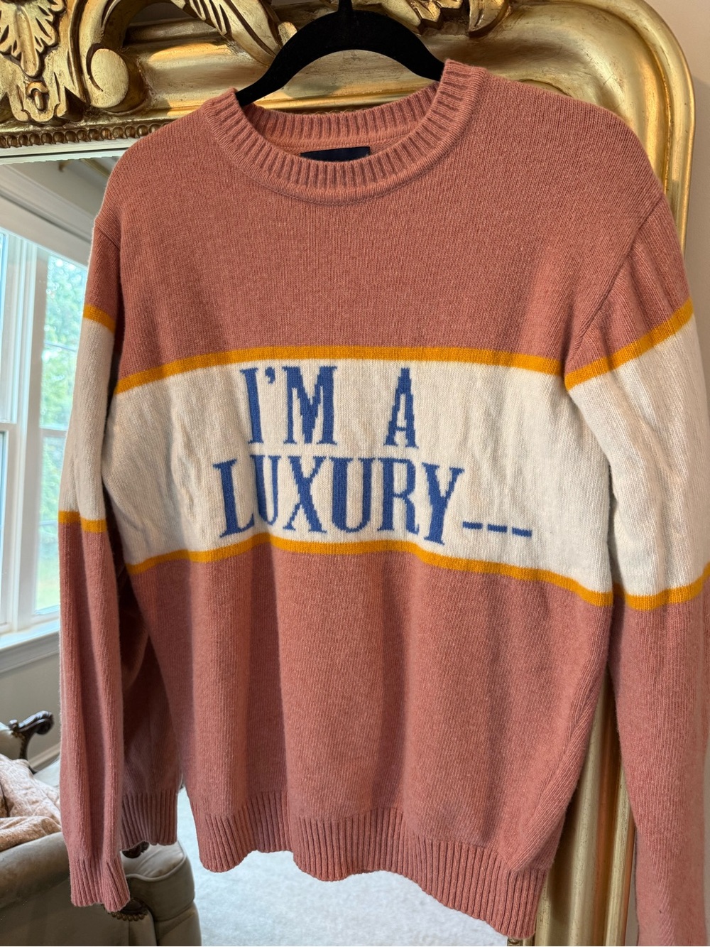 Women's Pink Crewneck Sweater with Slogan